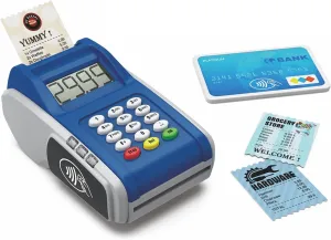 Payment Terminal Toys, Point of Sale Terminal with Light and Sound, Cash Register Toy with Credit Cards and Recipts, Pretend Play for Kids Age 3 and Up, Gifts for Boys and Girls