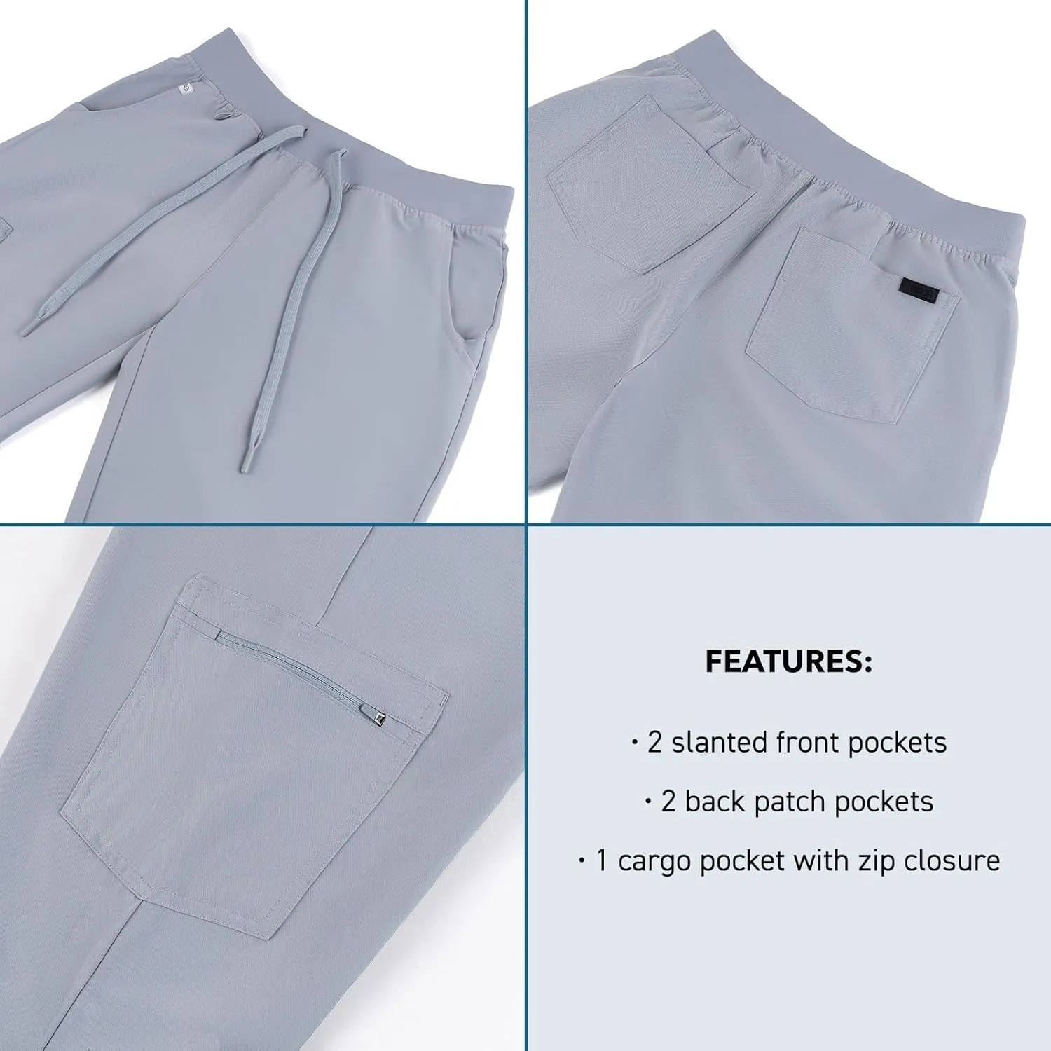 Peelz Arabella 5-Pocket Jogger Scrub Pants for Women - Elastic Waistband, Soft Joggers Women’s Scrubs, Slim Fit