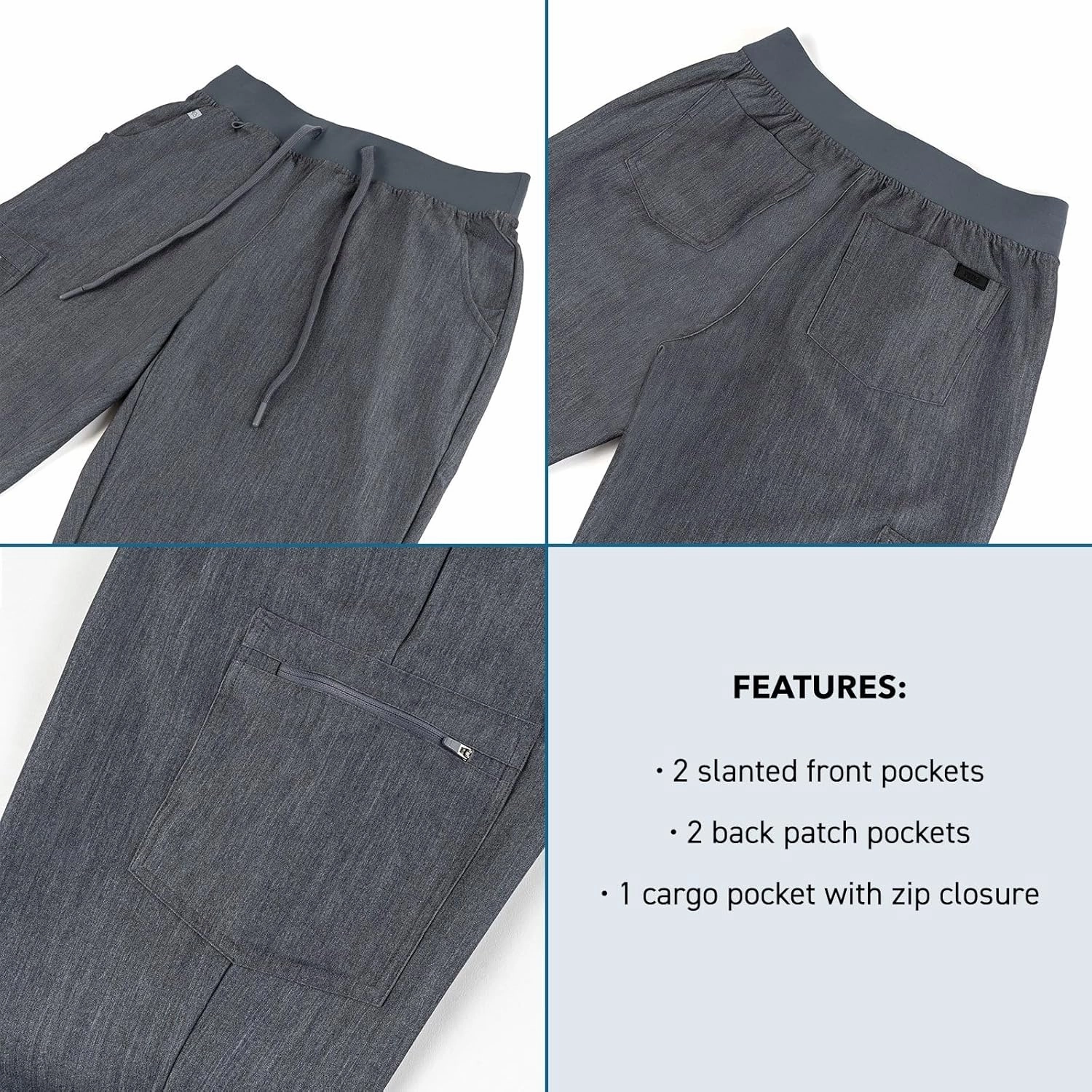 Peelz Arabella 5-Pocket Jogger Scrub Pants for Women - Elastic Waistband, Soft Joggers Women’s Scrubs, Slim Fit