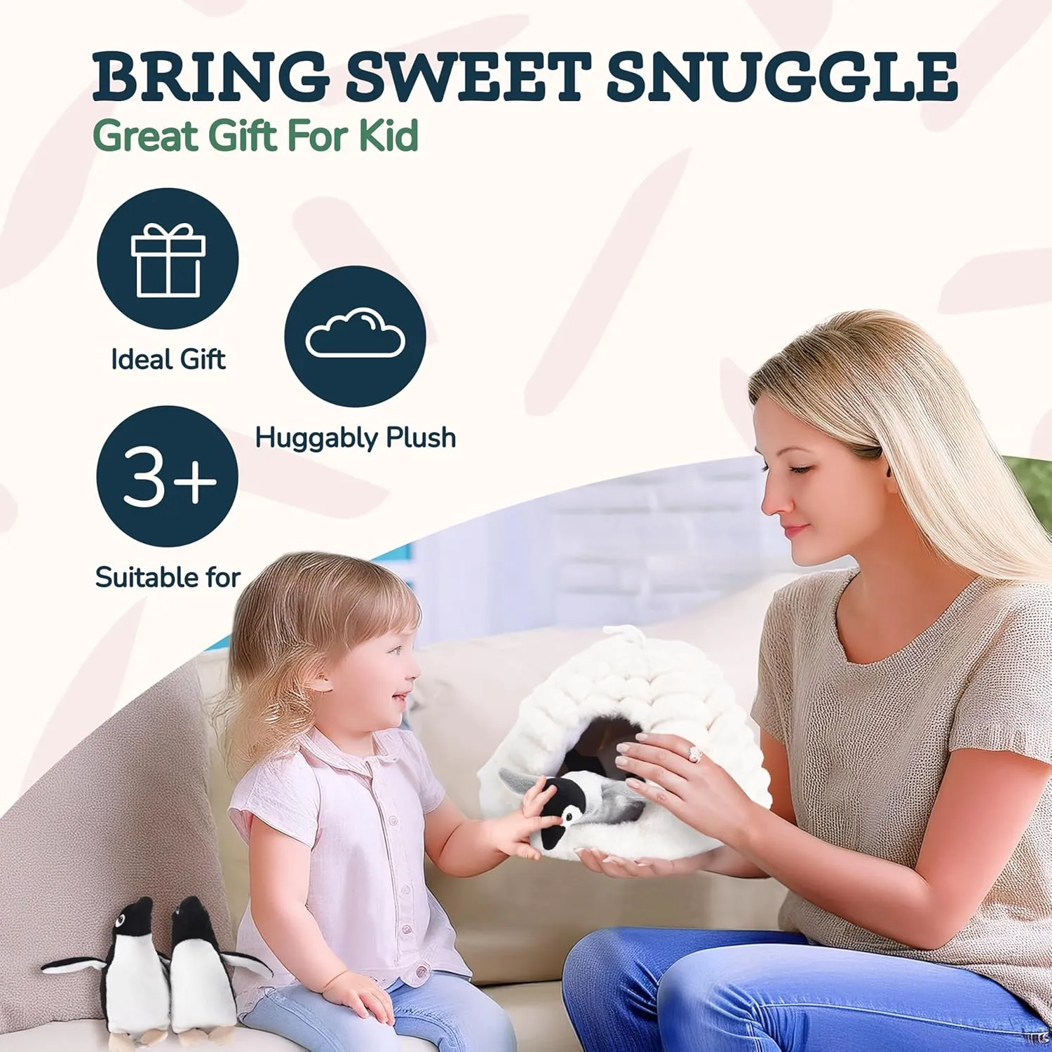 Penguin Stuffed Animal Set - 4 Soft and Cuddly Plush Penguins with Igloo - Perfect Penguin Plush Toy for Kids to Play, Cuddle, and Uplift Social Skills - Soft, Huggable, and Safe