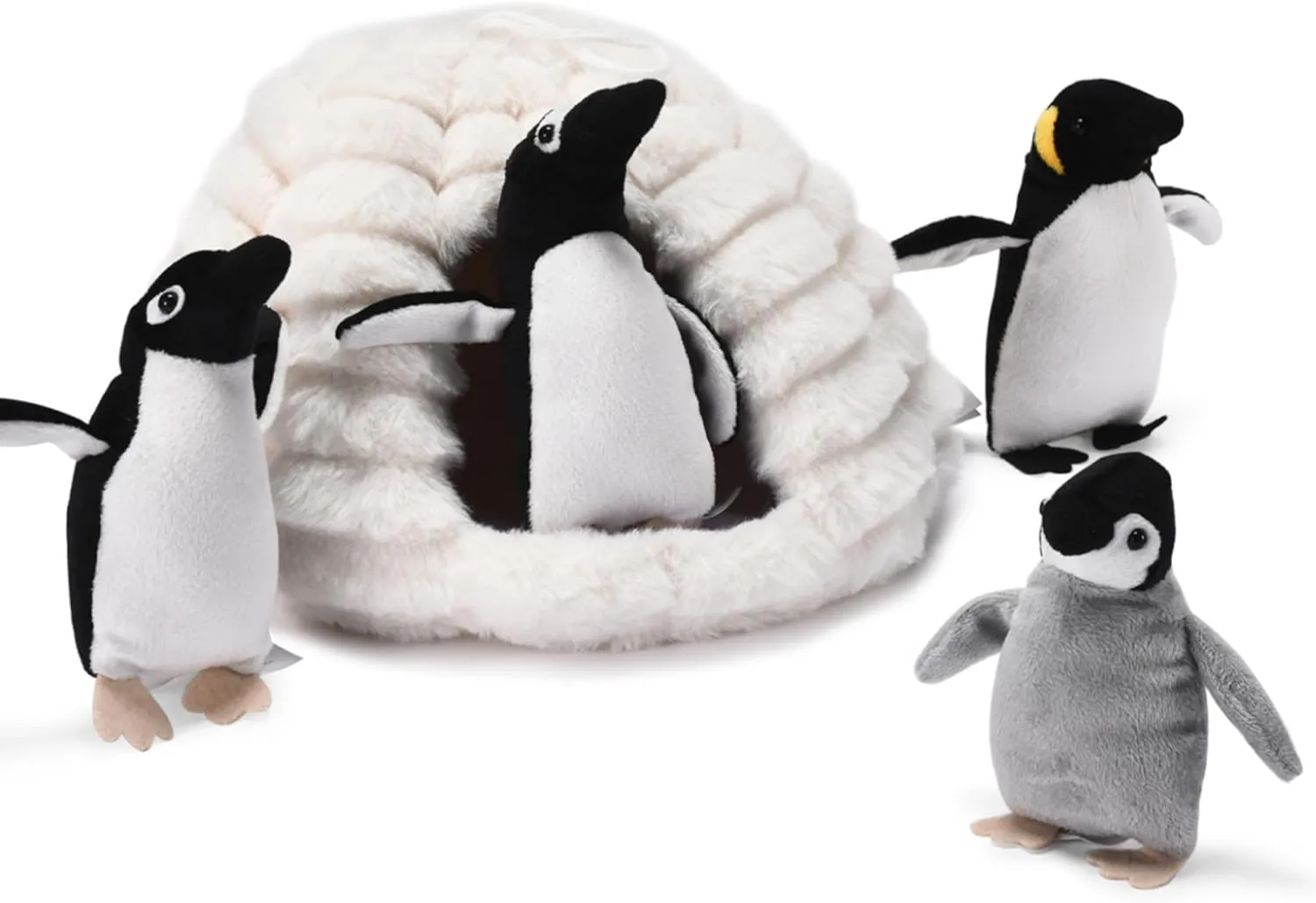 Penguin Stuffed Animal Set - 4 Soft and Cuddly Plush Penguins with Igloo - Perfect Penguin Plush Toy for Kids to Play, Cuddle, and Uplift Social Skills - Soft, Huggable, and Safe