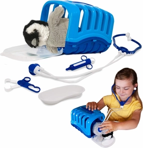 Penguin from Deluxebase. Kids Veterinary Doctor Kit with Soft Plush Penguin, Medical Tools & Portable Carrier, Pretend Play and Educational Toy for Ages 3 