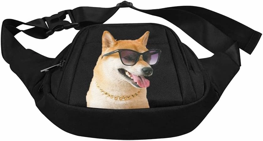 Personalized Fanny Bag for Women Men with Photo Name, Customized Picture Fashion Waist Bag Water Resistant Hip Bum Bag with Adjustable Belt for Travel Hiking Cycling Running (black)