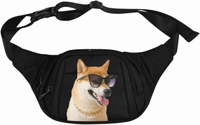Personalized Fanny Bag for Women Men with Photo Name, Customized Picture Fashion Waist Bag Water Resistant Hip Bum Bag with Adjustable Belt for Travel Hiking Cycling Running (black)