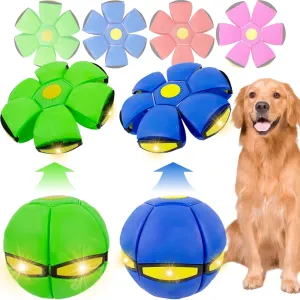 Pet Toy Flying Saucer Ball with 3 Lights for Dogs, 2 Pack Dog Flying Disc for Dogs, Interactive Doggy Disc Ball for Medium Large Dogs, Doggy Disc Balls Blue Green