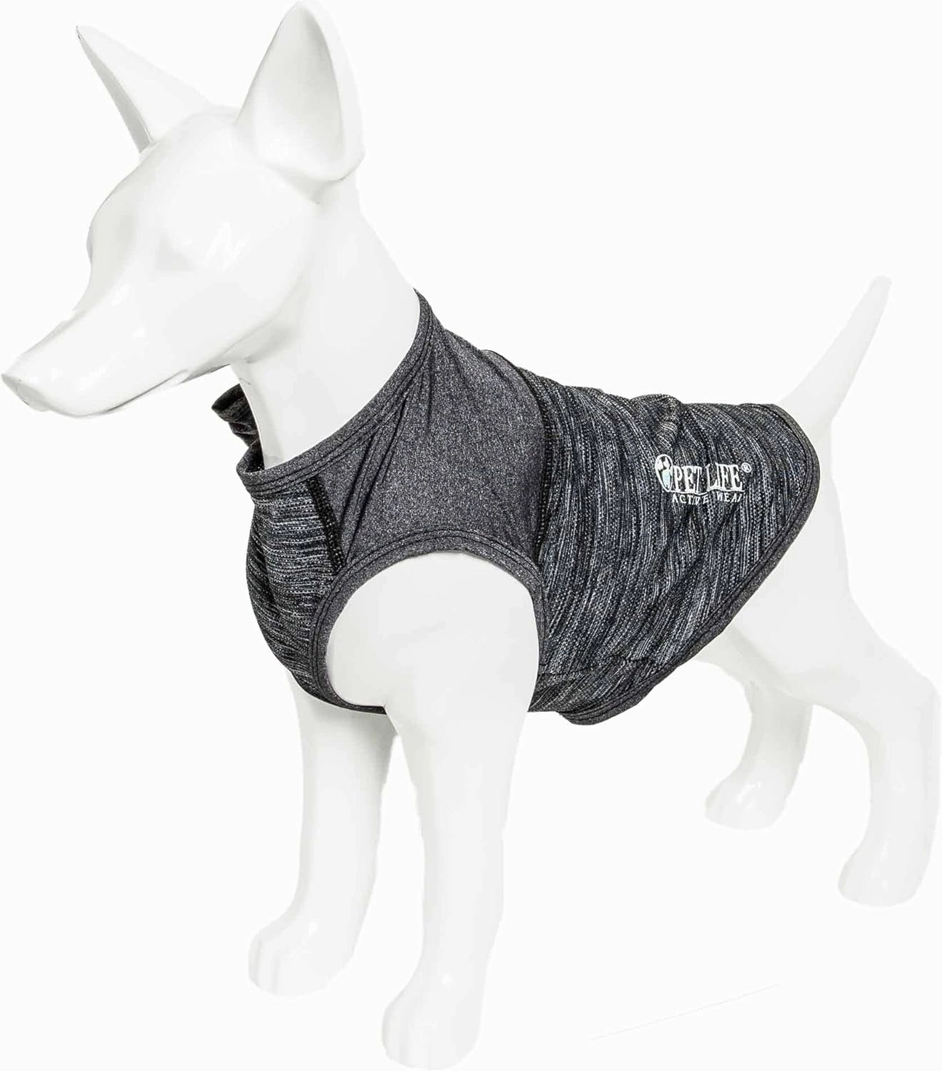 Pet Life ® Active 'Aero-Pawlse' Heathered Fitness and Yoga Dog T-Shirt Tank Top - Performance Pet T-Shirt with 4-Way-Stretch and Quick-Dry Technology - Summer Dog Clothes with Added Reflective Safety