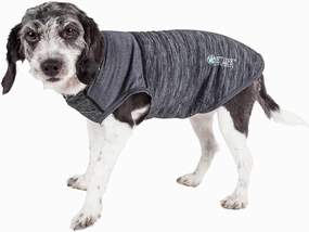 Pet Life ® Active 'Aero-Pawlse' Heathered Fitness and Yoga Dog T-Shirt Tank Top - Performance Pet T-Shirt with 4-Way-Stretch and Quick-Dry Technology - Summer Dog Clothes with Added Reflective Safety