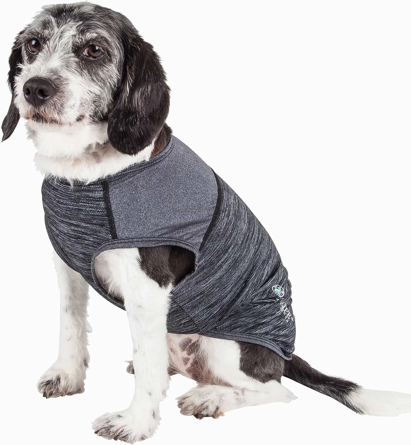 Pet Life ® Active 'Aero-Pawlse' Heathered Fitness and Yoga Dog T-Shirt Tank Top - Performance Pet T-Shirt with 4-Way-Stretch and Quick-Dry Technology - Summer Dog Clothes with Added Reflective Safety