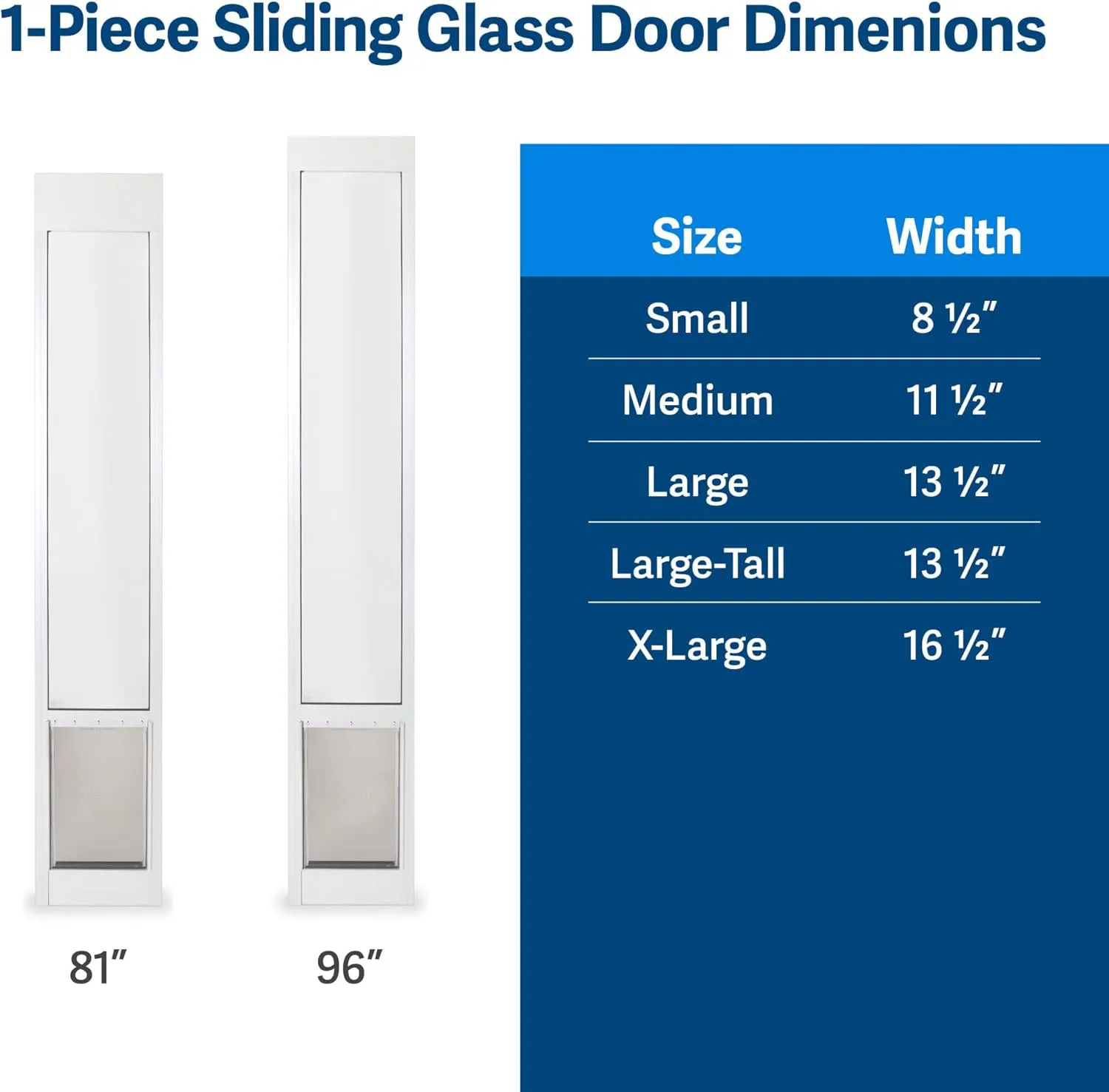 PetSafe Doggy Door for Sliding Glass Doors, Adjustable Height 75 7/8" to 81", No-Cut DIY Install, Aluminum Panel, Ideal for Renters, for Large Dogs Up to 130 lb, (White, Large-Tall)