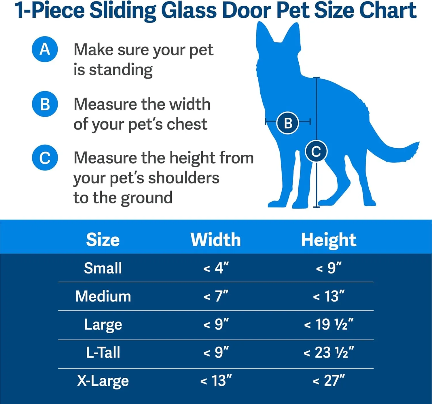 PetSafe Doggy Door for Sliding Glass Doors, Adjustable Height 75 7/8" to 81", No-Cut DIY Install, Aluminum Panel, Ideal for Renters, for Large Dogs Up to 130 lb, (White, Large-Tall)