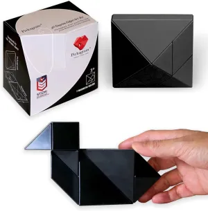 Pickagram Tangrams for Kids Ages 8-12 & Adults 3D Magnetic Tangram Fidget Puzzle: STEM Certified Magnetic Pattern Blocks (Black)