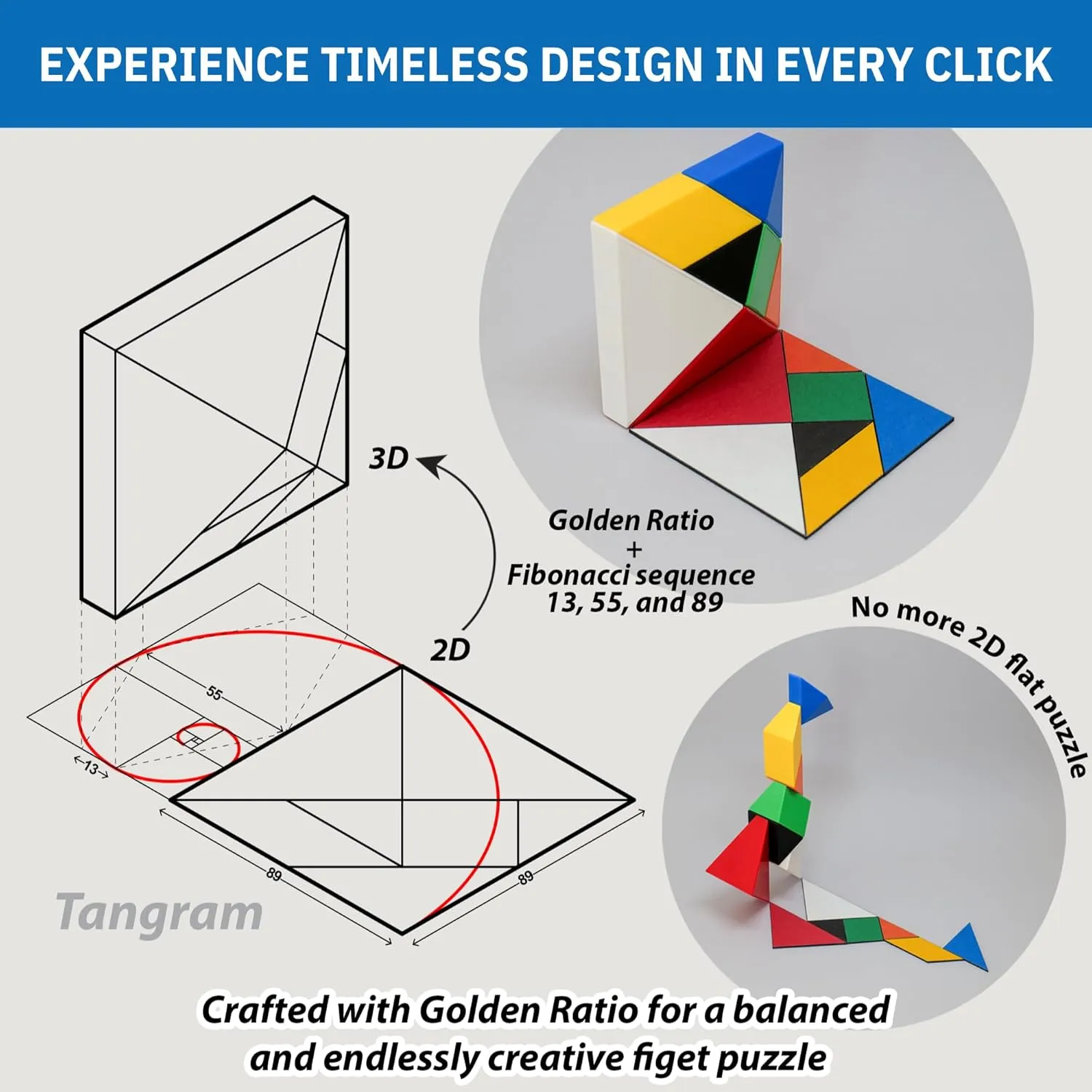 Pickagram Tangrams for Kids Ages 8-12 & Adults 3D Magnetic Tangram Fidget Puzzle: STEM Certified Magnetic Pattern Blocks (Black)