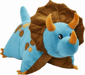 Pillow Pets Triceratops Blue Dinosaur, 18" Stuffed Animal Plush Toy