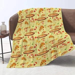 Pizza Blanket Flannel Throw Blanket Soft Bed Blanket for Home Decor Couch Sofa Bed Colorful Food Print Blanket for Party Traveling Camping, Novelty Present for Foodies Kids Teens and Adults -30''x40''