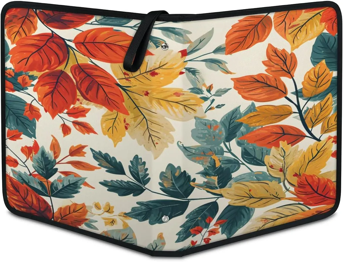 Plants Leafy Fall 3 Ring Trading Zipper Binder Strap, Trading Card Binder 9 Pocket, 900 Pockets Card Holder with 50 Removable Sleeves for Game Cards