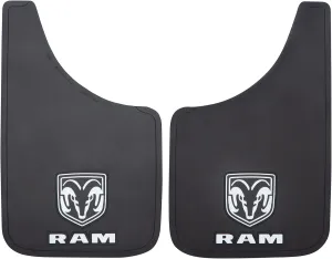 Plasticolor 000490R01 RAM White Logo Easy Fit 9"x15" Mud Guard - Left and Right Set