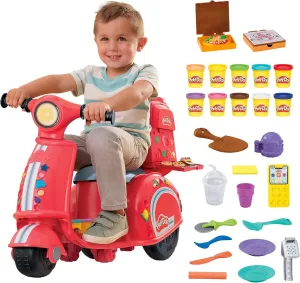 Play-Doh Pizza Delivery Scooter Playset, Large Ride-On Play Food Preschool Toys, Toy Pizza Set for Kids, Arts & Crafts for Boys & Girls, Ages 3 