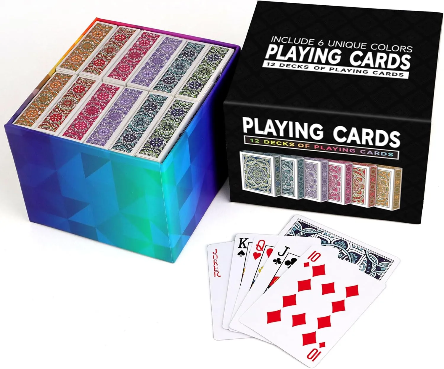 Playing Cards 12 Pack,Decks of Cards,Poker Cards Set Standard Playing Cards Bulk with 6 Bright Colors,Card Games for Adults Seniors,Suitable for Family Game Night,Camping,Travel,Party Games