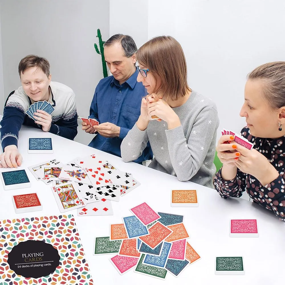 Playing Cards Bulk,24 Decks of Cards,24 Pack Poker Cards Set,Standard Playing Cards with a Colorful Gift Box,Suitable Various Fun Card Games for Adults and Seniors, Holiday Presents