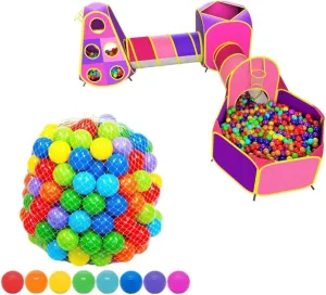 Playz 5pc Prima Tent and Tunnels Set for Girls with Playz Soft Mini Multicoloured Pit Balls 50 Count
