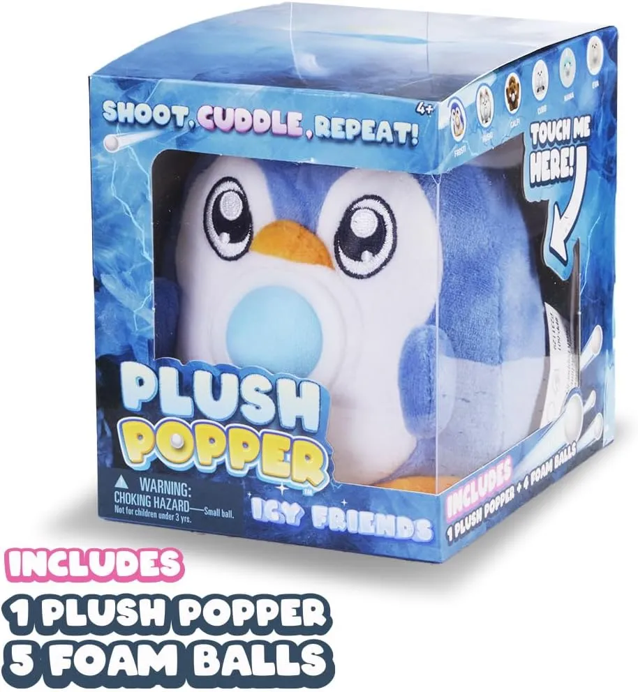 Plush Popper ICY Friends - Frosti The Penguin – Plush Toy with Interactive Foam Ball Popper – Emotional Cheer Support for Kids