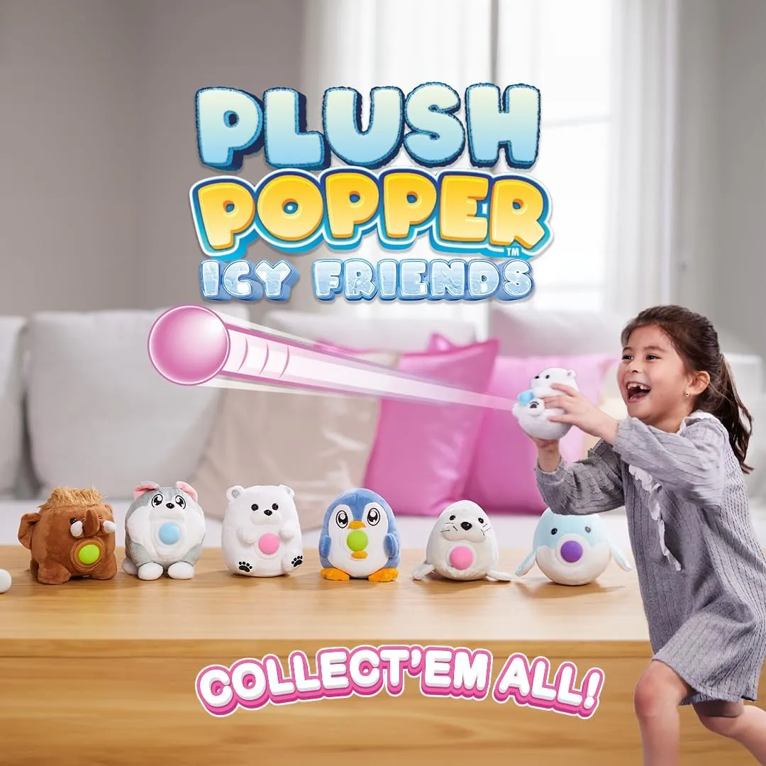 Plush Popper ICY Friends - Frosti The Penguin – Plush Toy with Interactive Foam Ball Popper – Emotional Cheer Support for Kids