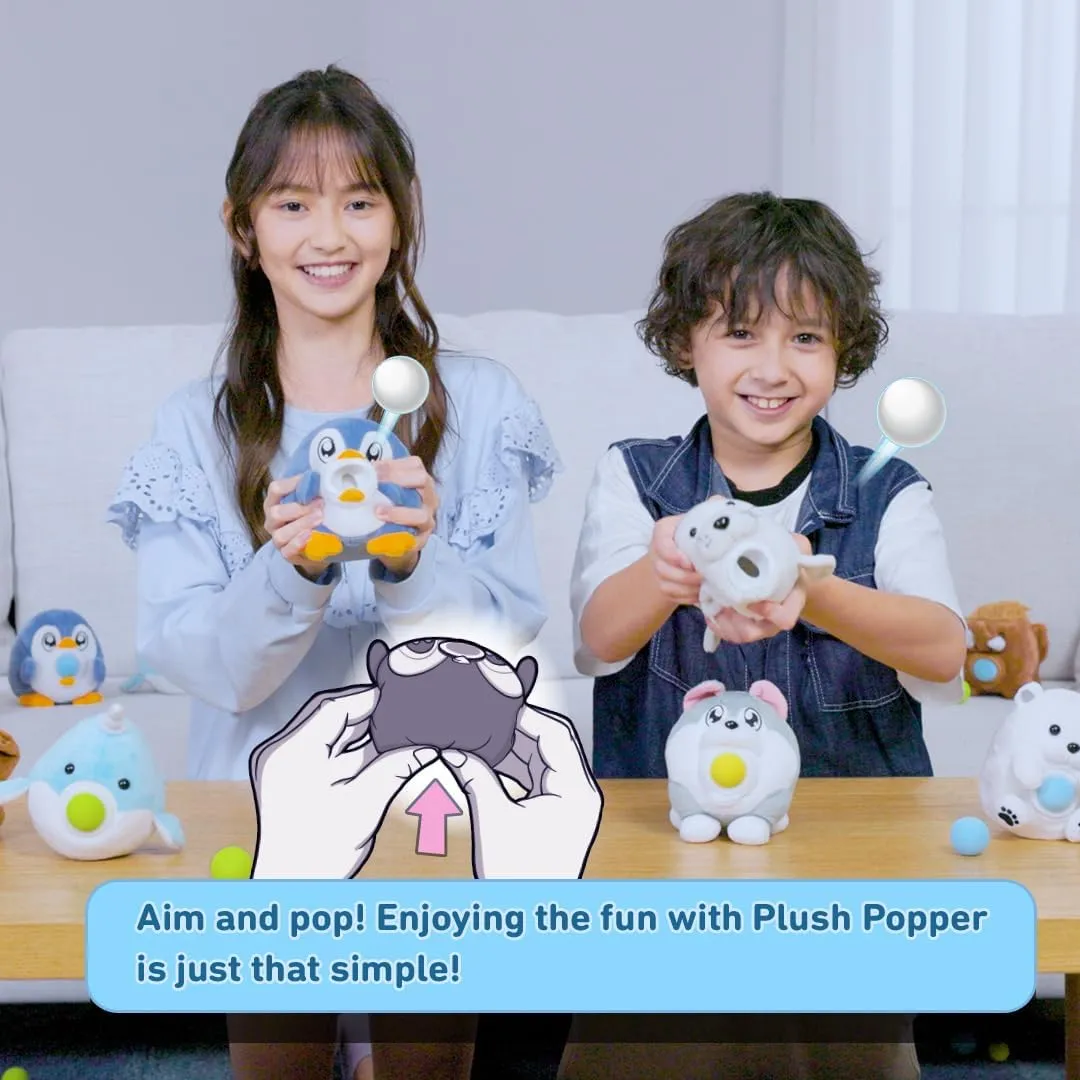 Plush Popper ICY Friends - Frosti The Penguin – Plush Toy with Interactive Foam Ball Popper – Emotional Cheer Support for Kids