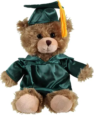 Plushland Teddy Bear Stuffed Animal Plush Toys Present Gifts for Graduation Day, Personalized Text, Name or Your School Logo on Gown, Best for Any Grad School Kids 6 Inches (Forest)