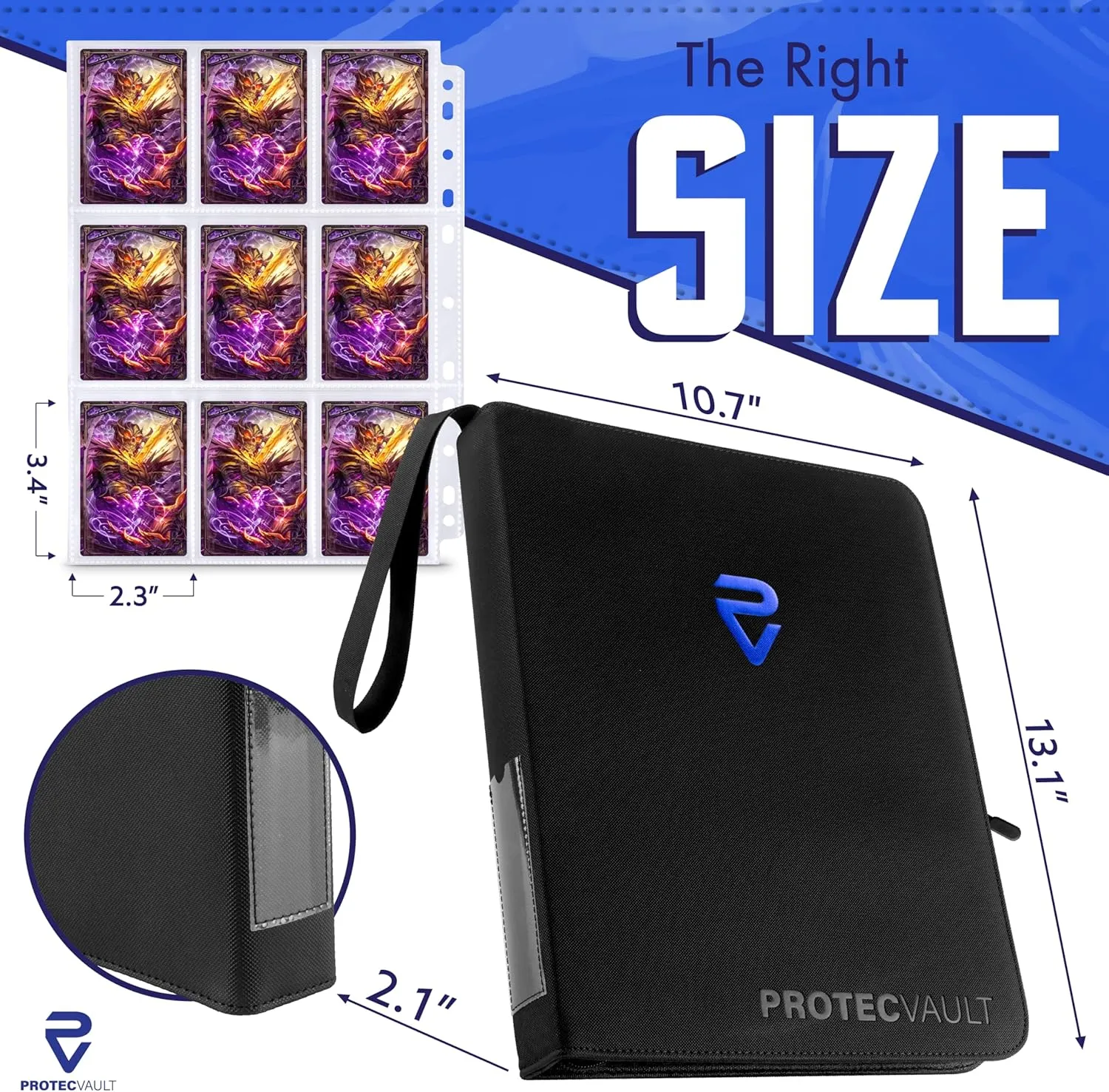 Pokemon Card Binder - Premium Fiery Red PU Leather, 900 Cards, Flexible 9-Pocket Pages, Zippered Closure, Portable Handle