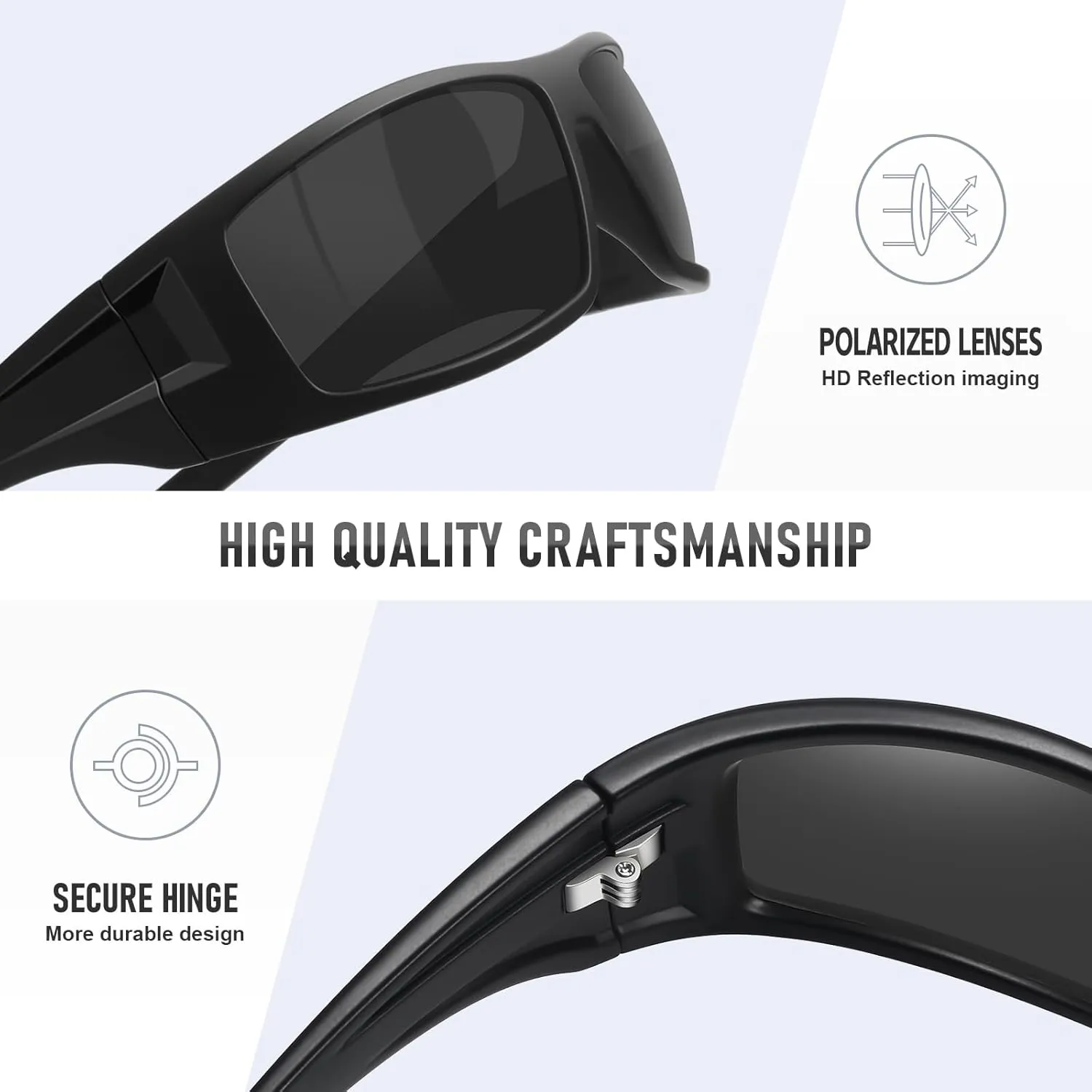 Polarized Sports Sunglasses for Men UV Protective Unbreakable Frame Driving Cycling Fishing Sun Glasses