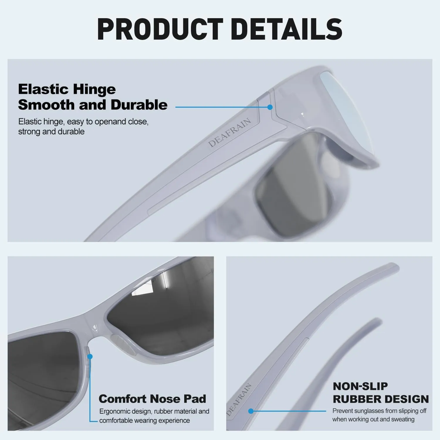 Polarized Sports Sunglasses for Men Women Driving Fishing Cycling Running UV Protection