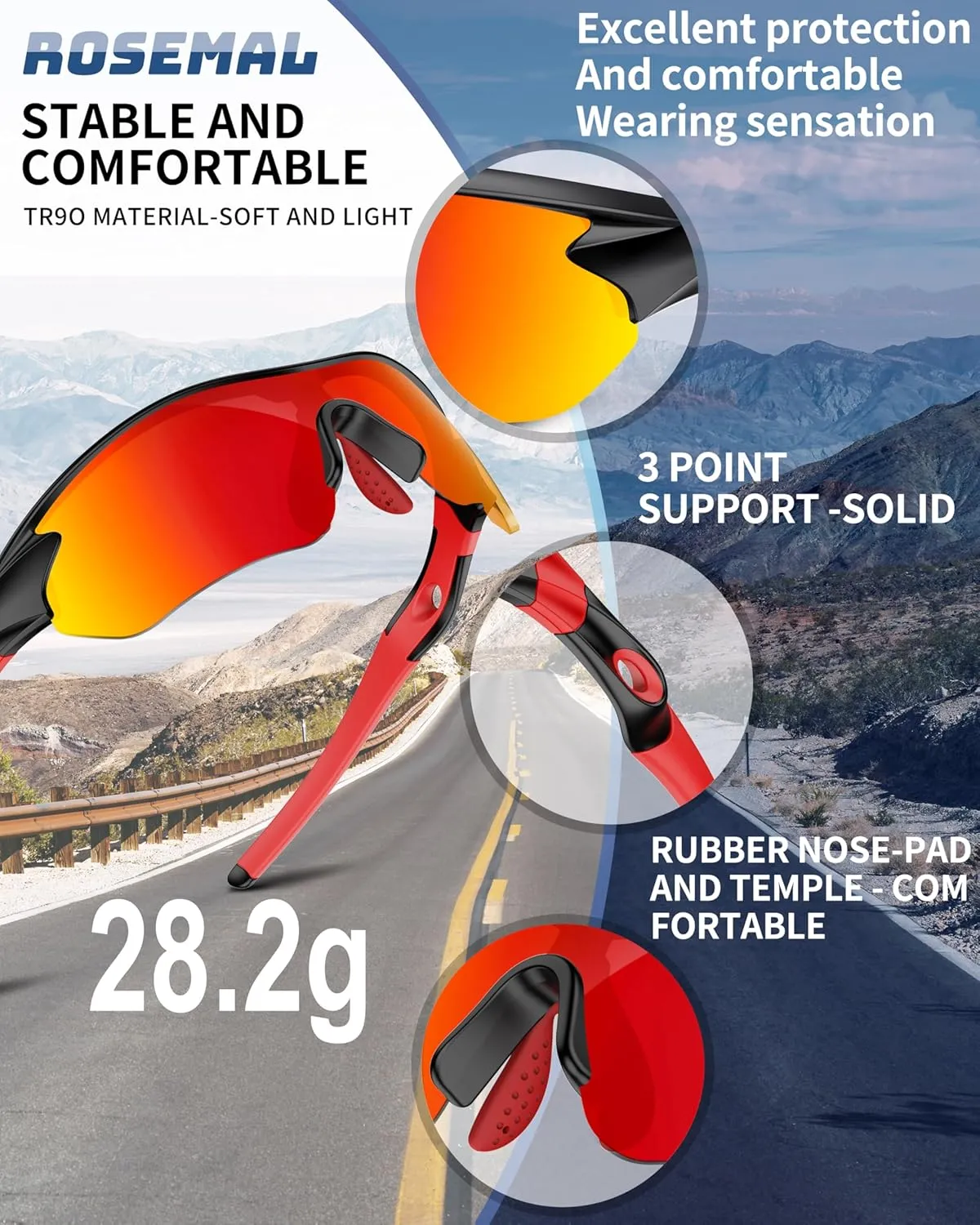 Polarized Sports Sunglasses for Men Women Youth Baseball Running Fishing Tennis Golf Cycling Driving Motor TAC UV400 TR90