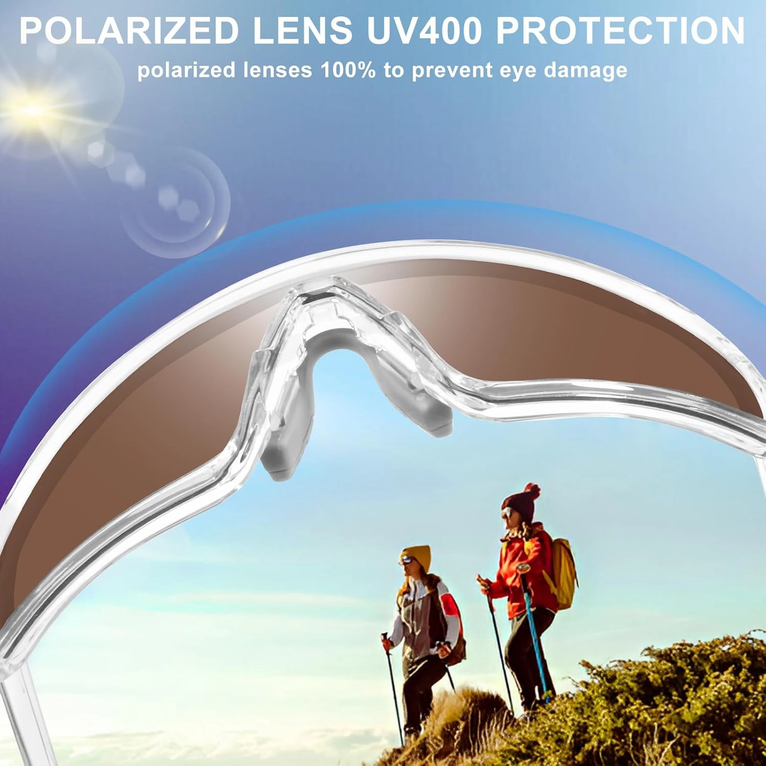 Polarized Sports Sunglasses for Men Women, Cycling Glasses UV Protection Mountain Biking Glasses for Fishing Running