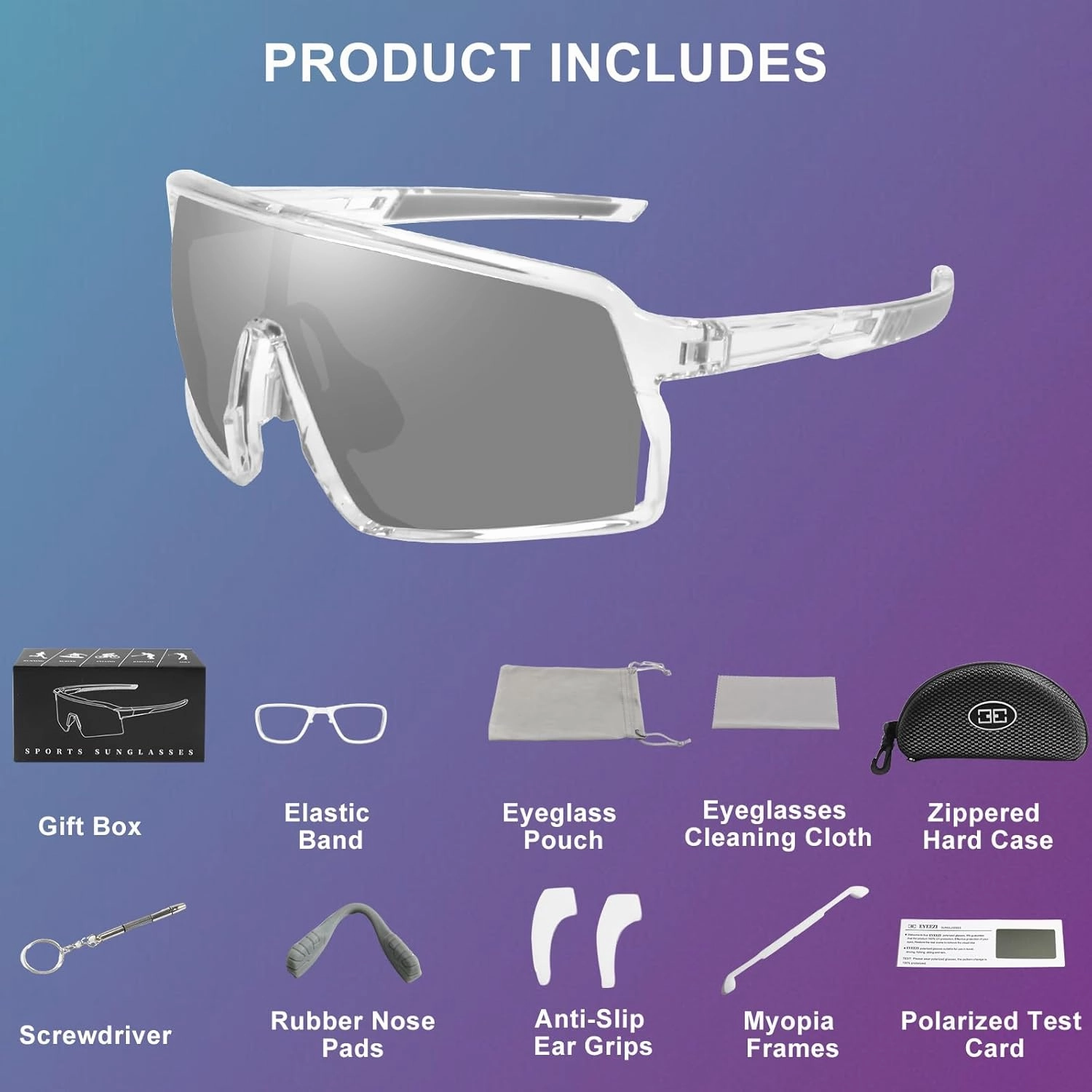 Polarized Sports Sunglasses for Men Women, Cycling Glasses UV Protection Mountain Biking Glasses for Fishing Running
