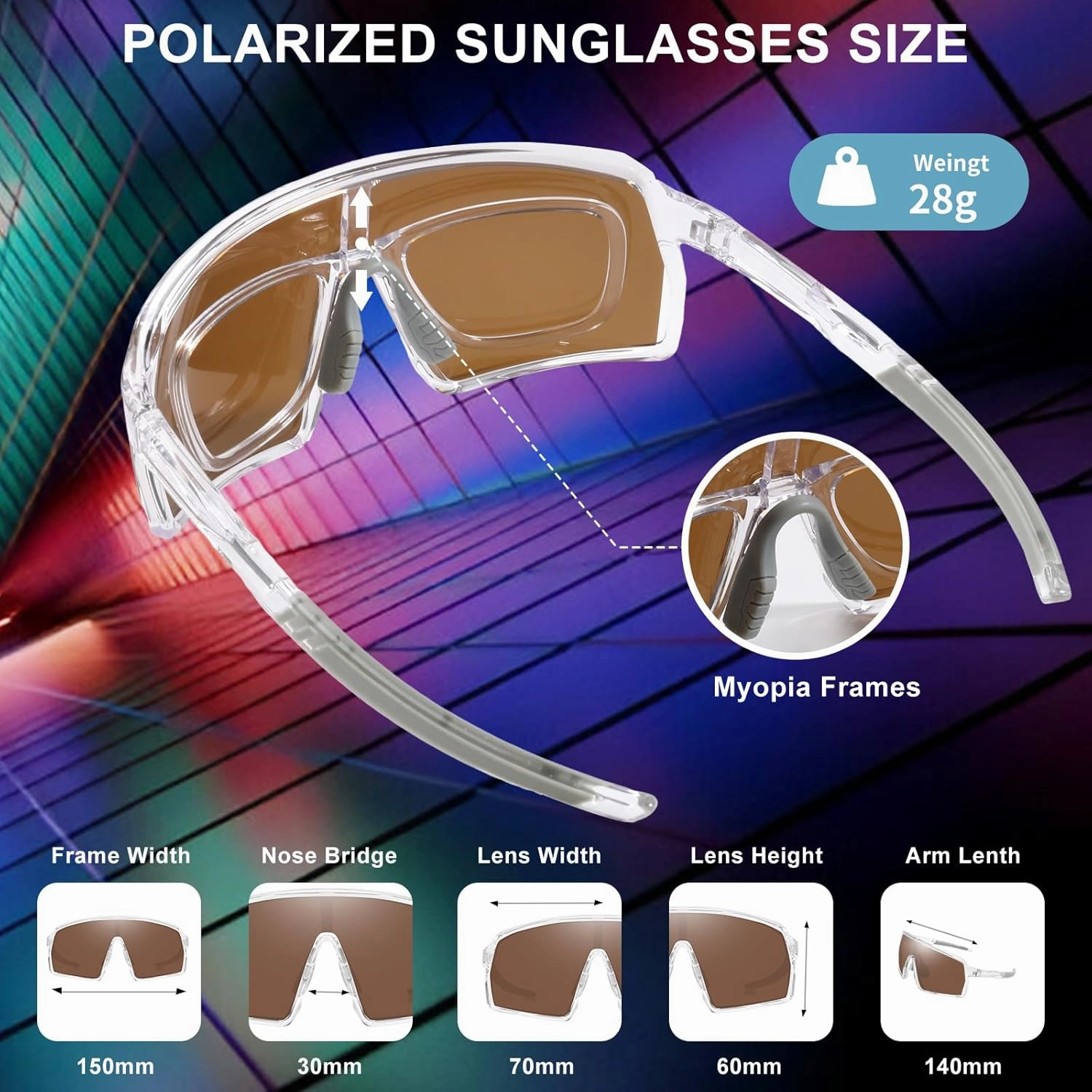 Polarized Sports Sunglasses for Men Women, Cycling Glasses UV Protection Mountain Biking Glasses for Fishing Running