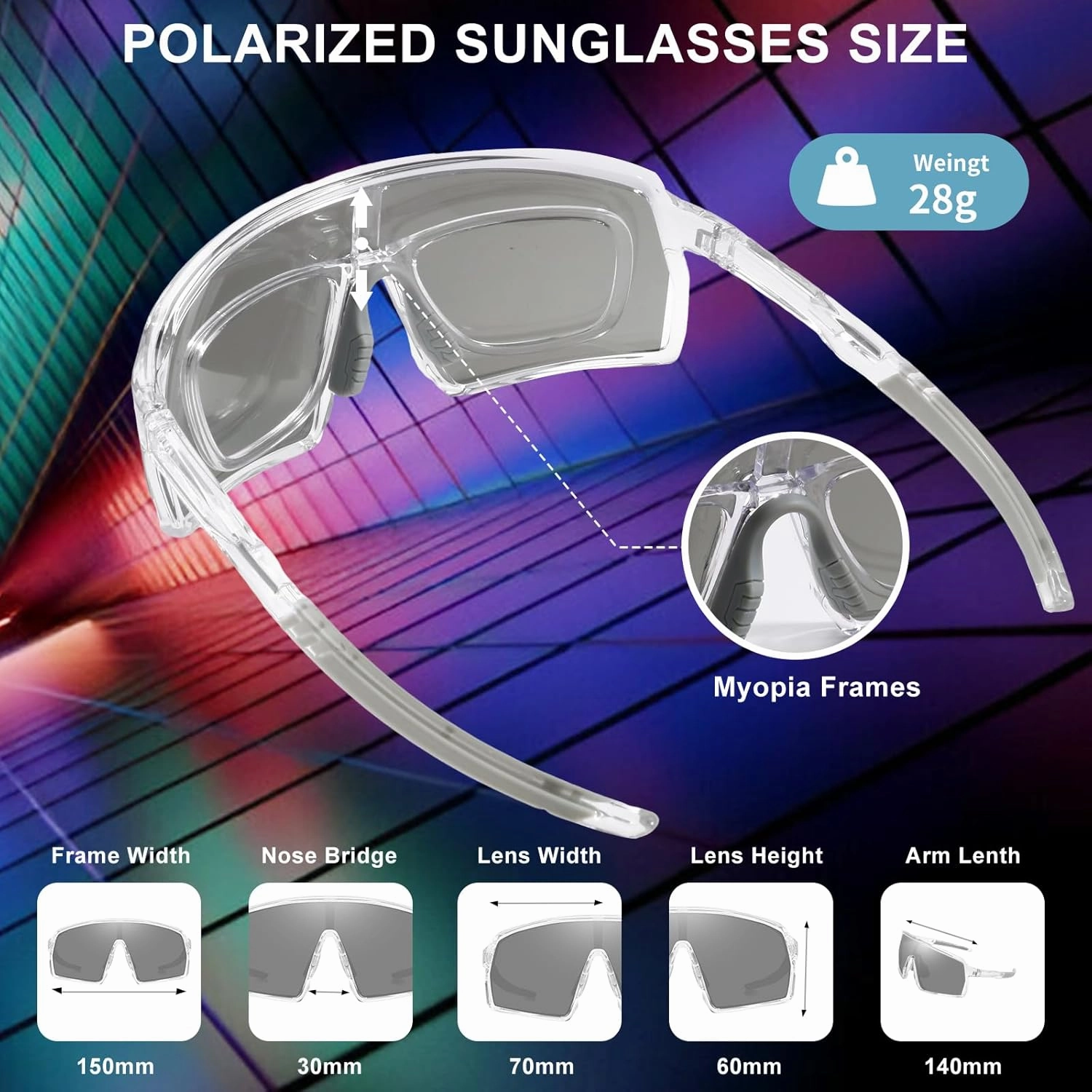 Polarized Sports Sunglasses for Men Women, Cycling Glasses UV Protection Mountain Biking Glasses for Fishing Running
