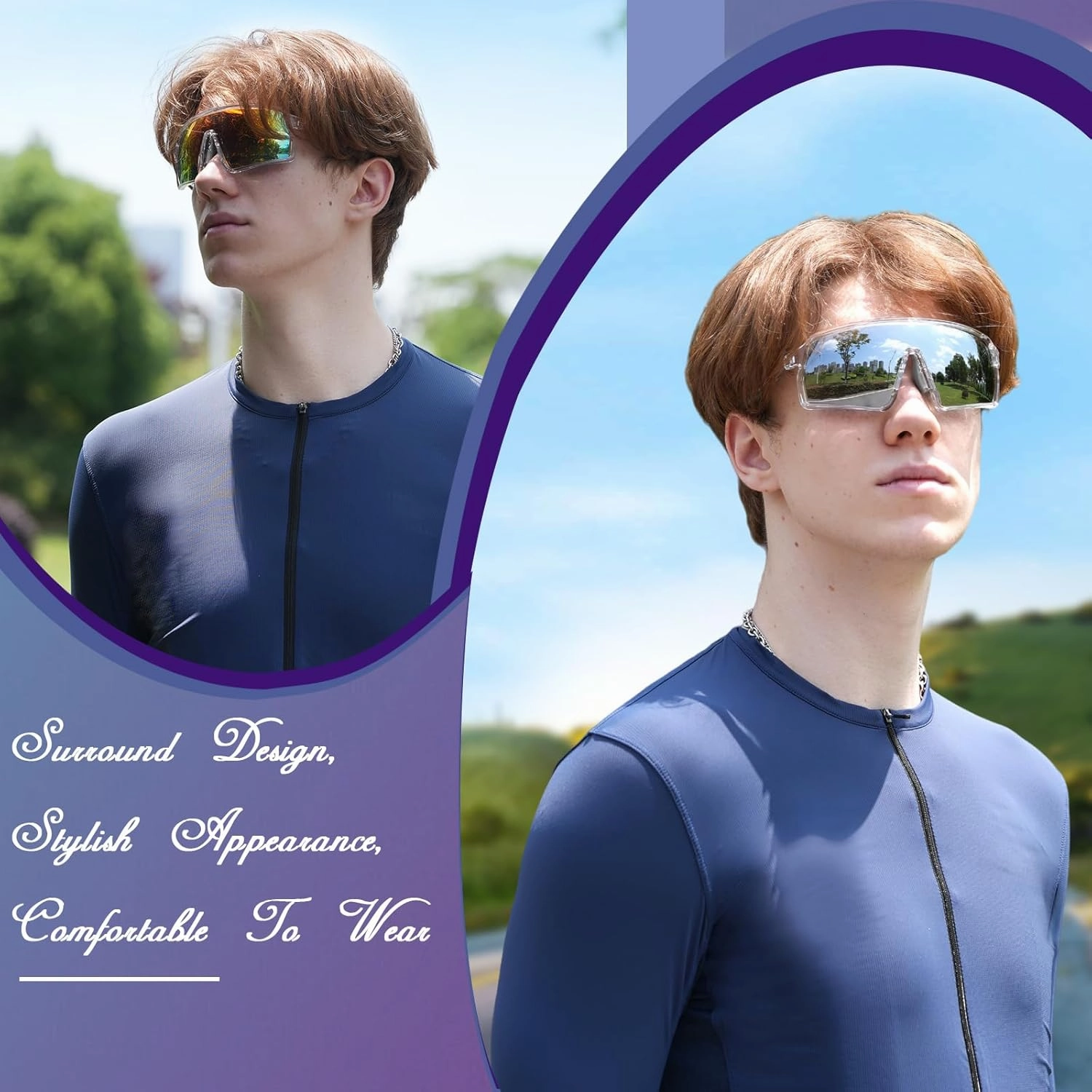 Polarized Sports Sunglasses for Men Women, Cycling Glasses UV Protection Mountain Biking Glasses for Fishing Running