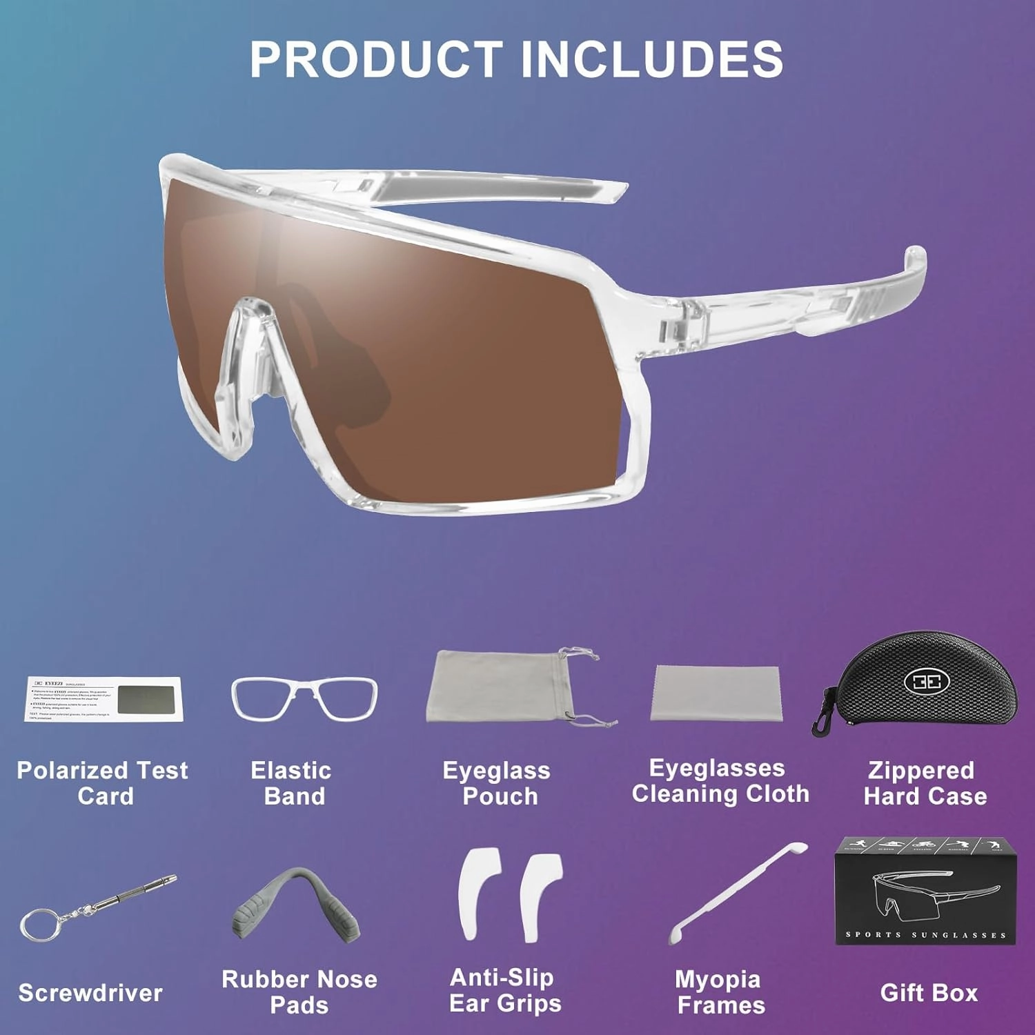 Polarized Sports Sunglasses for Men Women, Cycling Glasses UV Protection Mountain Biking Glasses for Fishing Running