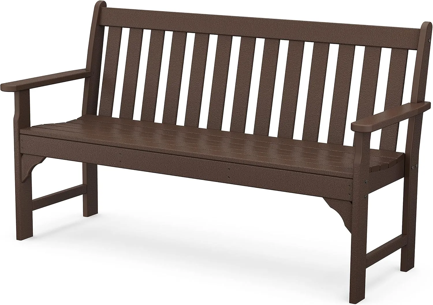 Polywood 60" Mahogany Vineyard Bench and 18" Mahogany Long Island Side Table Bundle