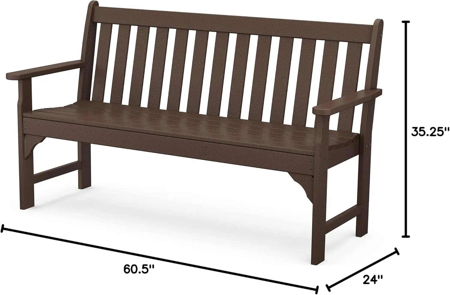 Polywood 60" Mahogany Vineyard Bench and 18" Mahogany Long Island Side Table Bundle