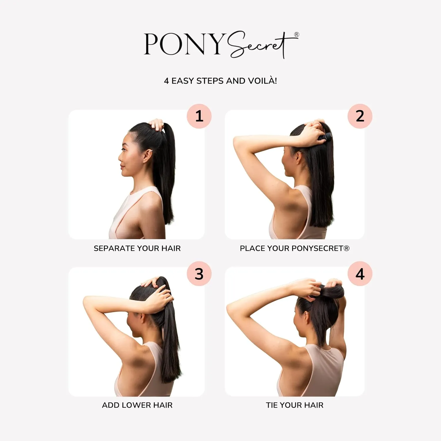 PonySecret Ponytail Volumizer - Ponytail Volume Enhancer Tool for your Natural Ponytail - Lift Your Ponytail in Seconds ! (Black)