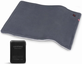 Portable Heating Pad with Battery, 1.7LB Weighted Heat Pad Rechargeable for Travel, 3 Heat Settings, Pain Relief for Abdomen, Back, Shoulder, 12" x 16", Grey