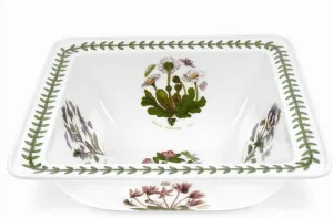 Portmeirion Botanic Garden 10.5-Inch Square Pasta Bowl - Fine Porcelain with Assorted Floral Motifs, Chip-Resistant Glaze, Durable & Dishwasher Safe, Ideal Ceramic Serving Platter for Everyday Use