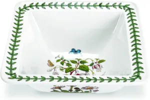 Portmeirion Botanic Garden 8.5-Inch Square Salad Bowl - Fine Porcelain with Fuchsia Motif, Chip-Resistant Glaze, Durable & Dishwasher Safe, Ideal Ceramic Serving Platter for Everyday Use