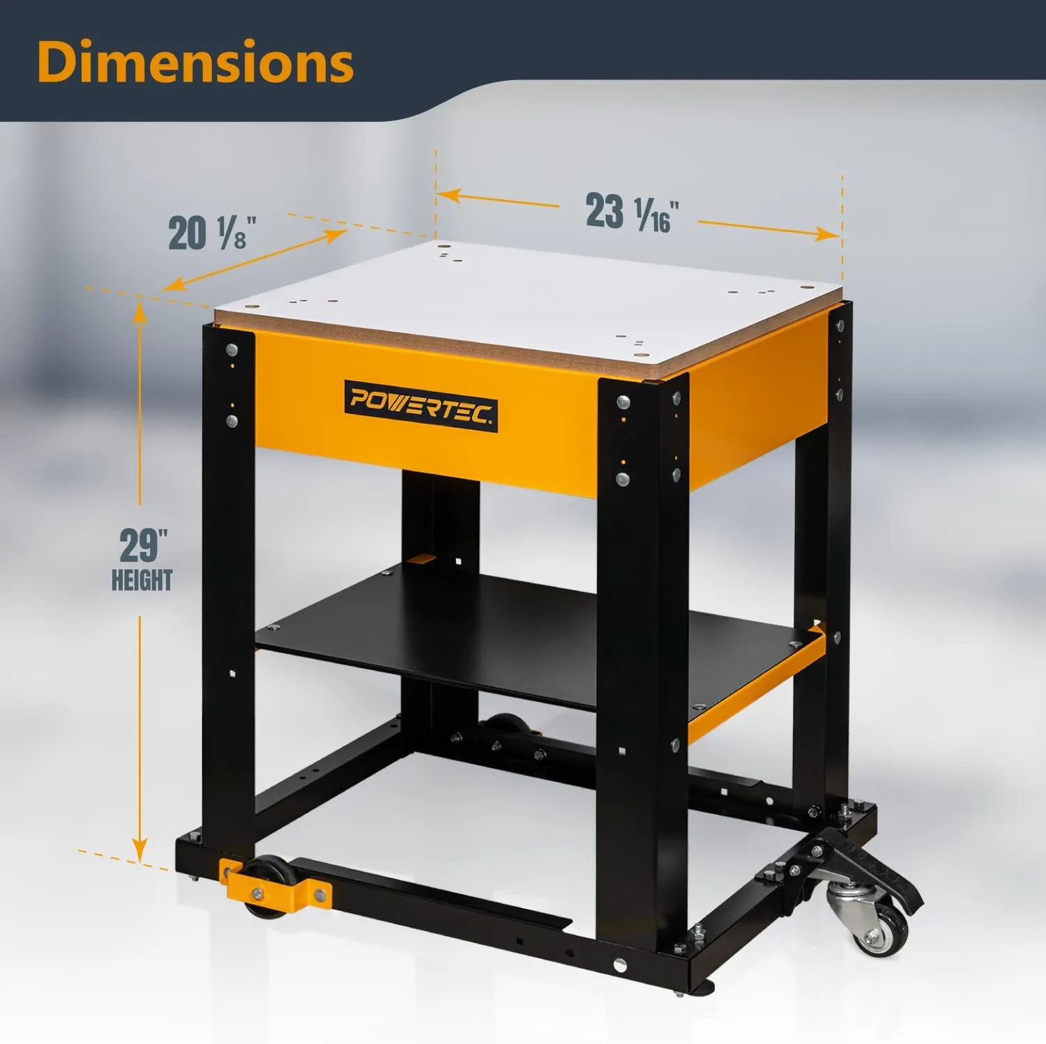 POWERTEC Tool Stand with Wheels, Casters & Melamine MDF Table Top, Power Tool Stand for Miter Saw, Drill Press, Belt Sander, Bench Grinder, Band Saw, Scroll Saw, Planer (UT1008V)