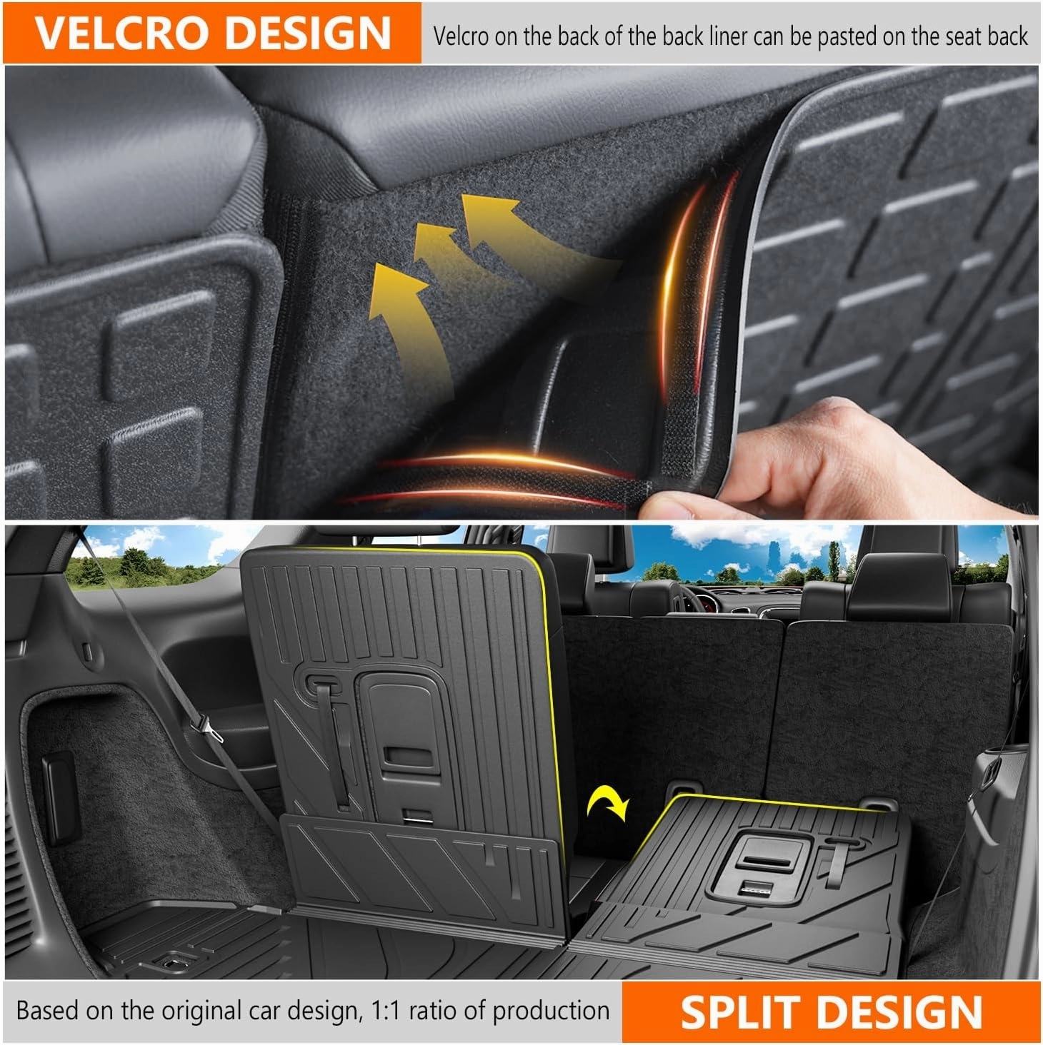 powoq Cargo Mat Compatible with 2016-2025 Dodge Durango 6&7 Seats Trunk Mat 3rd Backrest Mat Replacement for 2016-2025 Dodge Durango Accessories(Trunk Mat 3rd Row Backrest Mat)