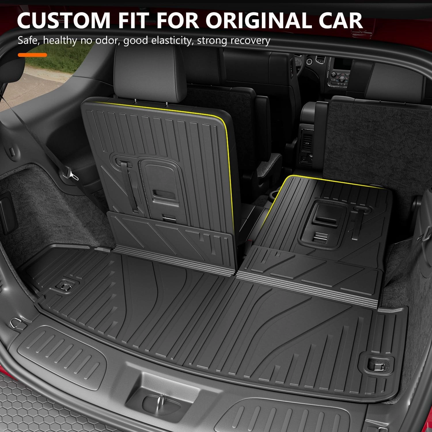 powoq Cargo Mat Compatible with 2016-2025 Dodge Durango 6&7 Seats Trunk Mat 3rd Backrest Mat Replacement for 2016-2025 Dodge Durango Accessories(Trunk Mat 3rd Row Backrest Mat)