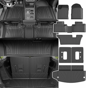 powoq Floor Mat Compatible with 2016-2025 Dodge Durango 7 Seats Trunk Liner 3rd Backrest Mat Replacement for 2016-2025 Dodge Durango Accessories (Trunk Mat 3rd Backrest Mat 7 Seats Floor Mat)