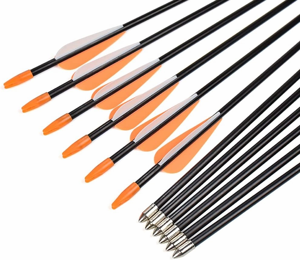 Practice Fiberglass Arrows Archery 24 26 28 30 Inch Target Shooting Safetyglass Recurve Bows Suitable for Youth Children Woman Beginner 6 / 12PCS