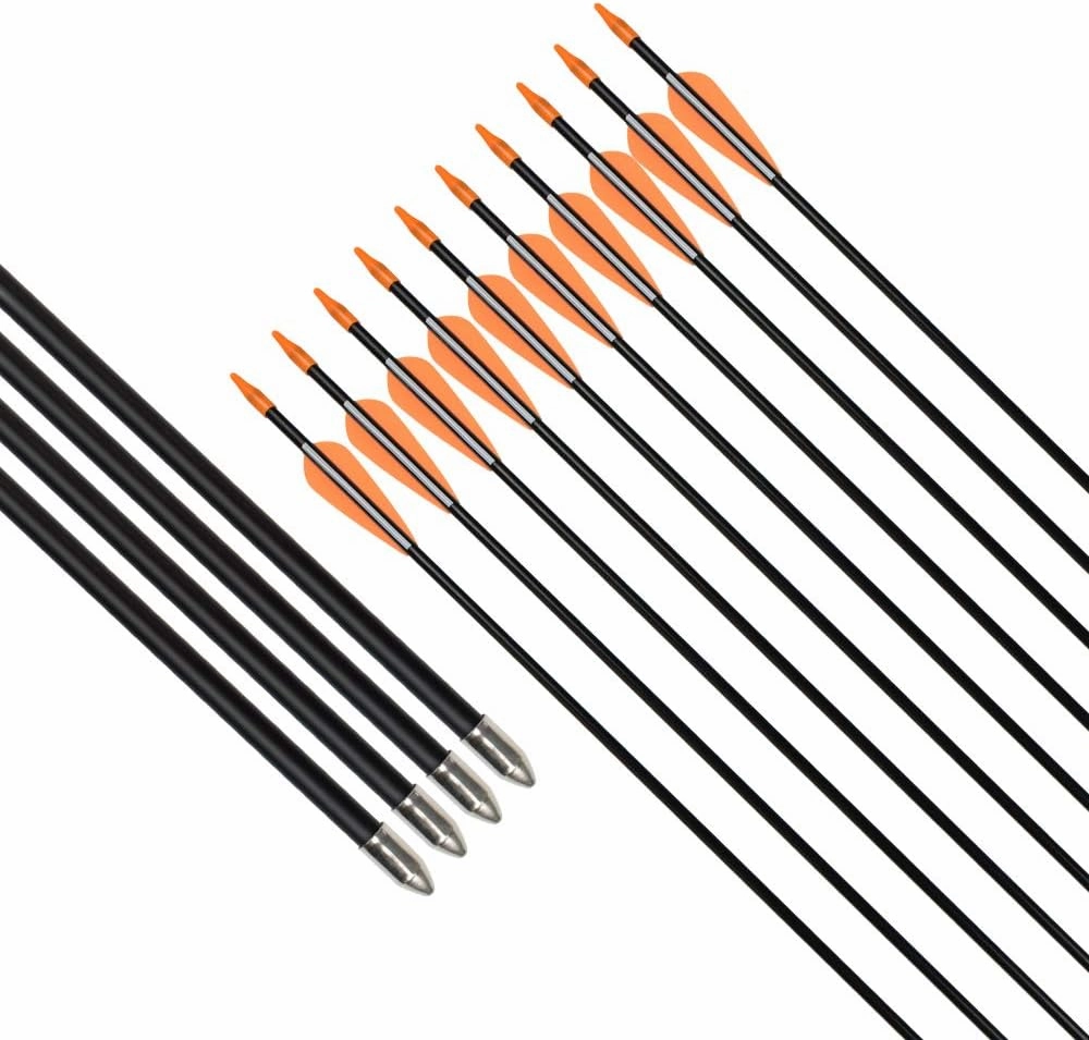 Practice Fiberglass Arrows Archery 24 26 28 30 Inch Target Shooting Safetyglass Recurve Bows Suitable for Youth Children Woman Beginner 6 / 12PCS